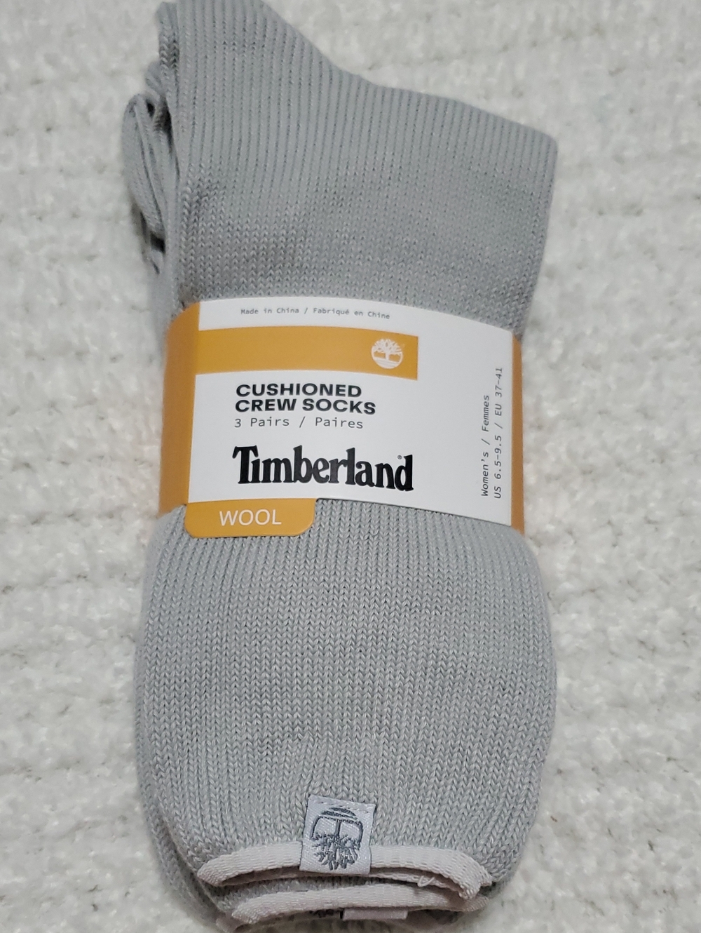 Timberland Light Gray Cushioned Crew Wool Socks - 3 Pack